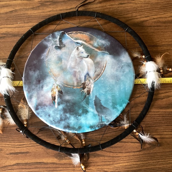 NWT Dream Catcher Big Size Round in Black Velvet CircleFeathers Beads - Picture 8 of 9